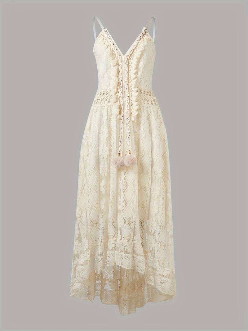 Eveloria Damen Maxikleid Spaghettiträger V-Ausschnitt Sommerkleid