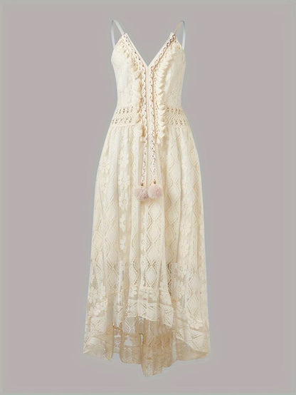 Eveloria Damen Maxikleid Spaghettiträger V-Ausschnitt Sommerkleid