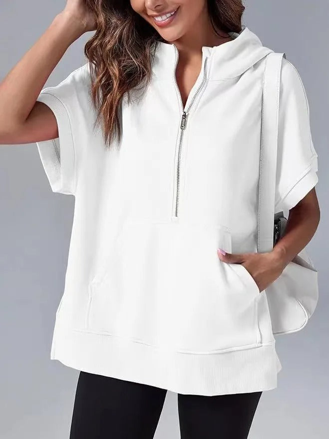 Eveloria Damen Kapuzenpullover Kurzarm Lässig