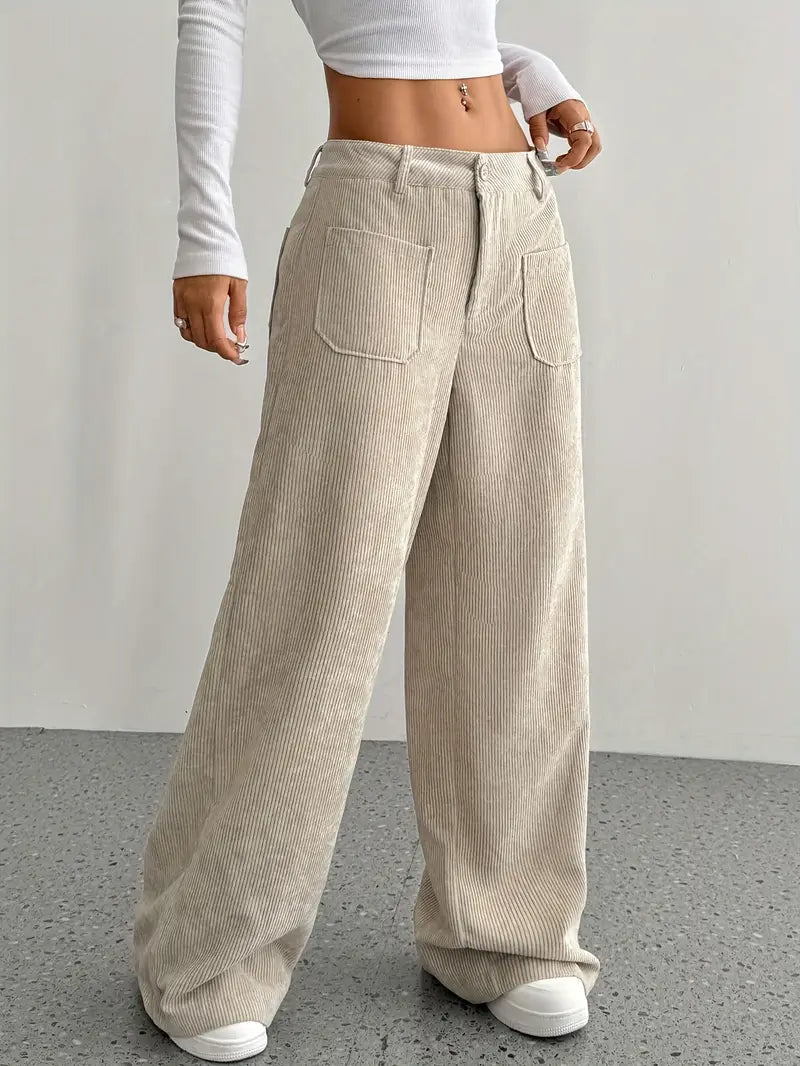 Eveloria Damen Cordhose Baumwollmischung Weit