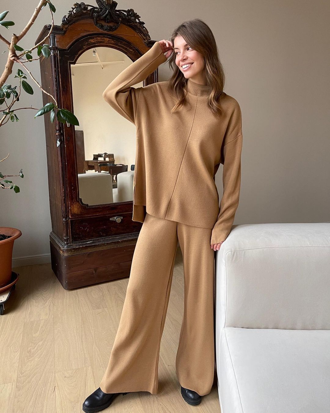 Eveloria Damen Winterpullover- und Hosenset