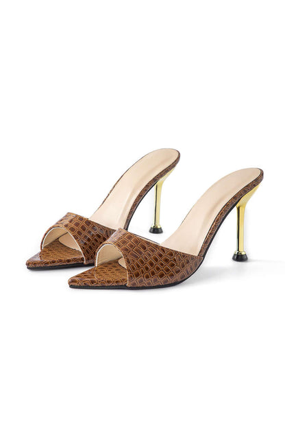 Damen Mule Heels Croc-Optik