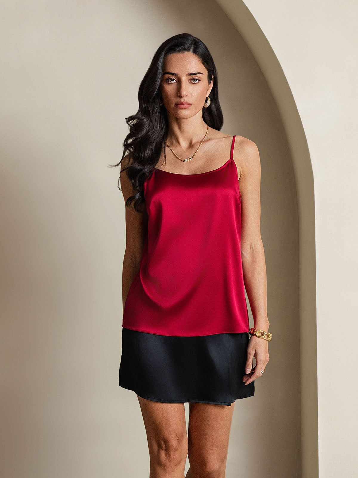 Eveloria Damen Seiden-Camisole Spaghettiträger