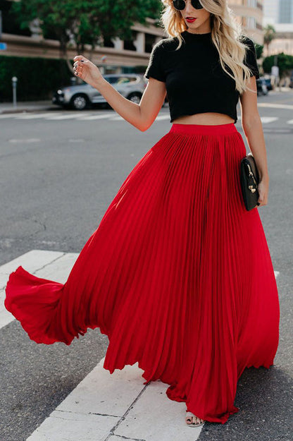 Eveloria Damen Maxi Rock Plissiert