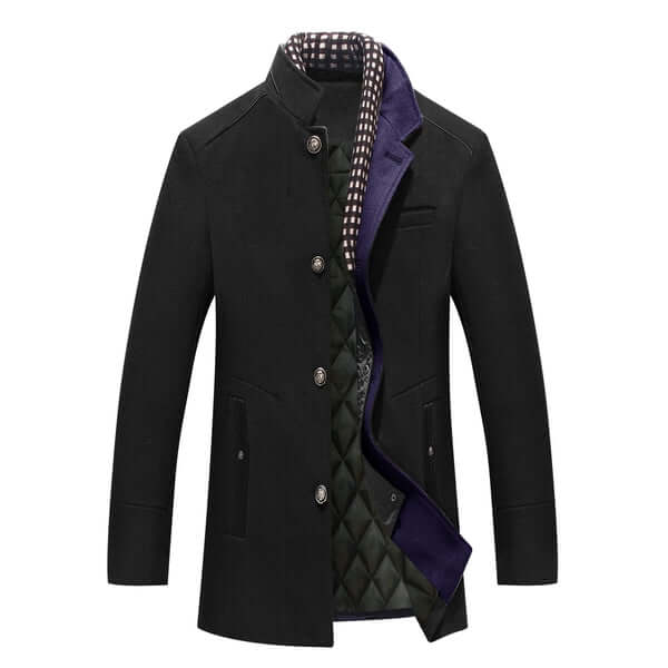 Herren Slim Fit Wollmantel dunkelblau - Eveloria