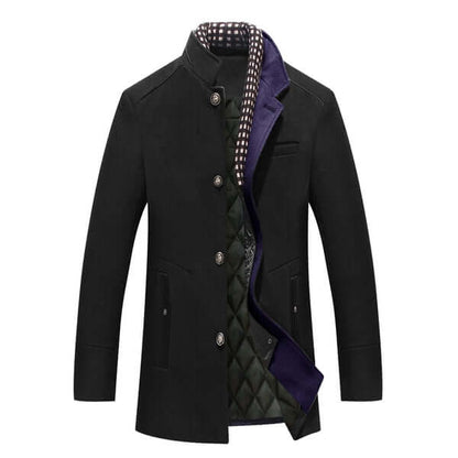 Herren Slim Fit Wollmantel dunkelblau - Eveloria