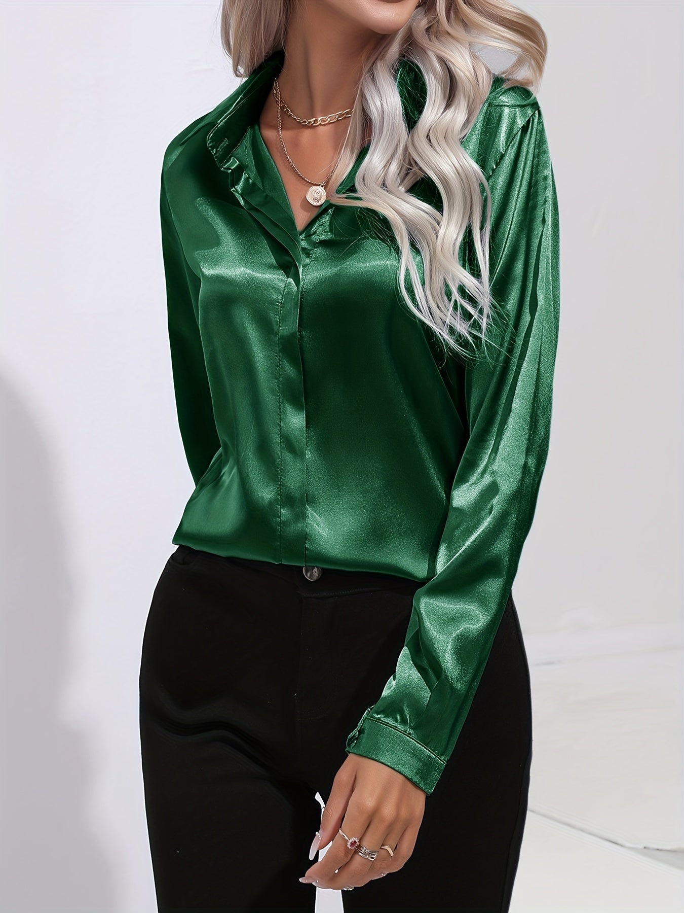 Elegante Damen Satin Bluse für Herbst