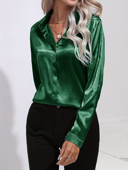 Elegante Damen Satin Bluse für Herbst