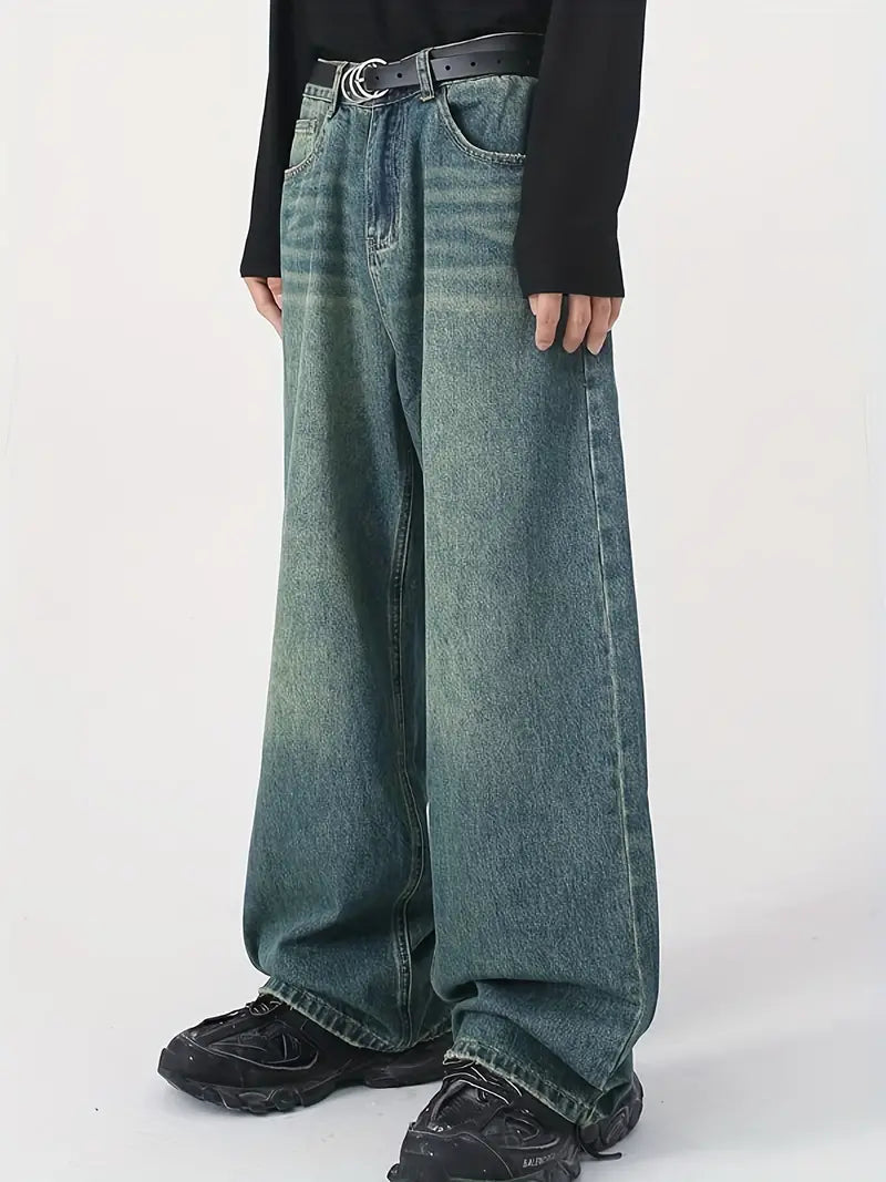 Eveloria Damen Upcycle Jeans Baggy Ausgebleicht Blau