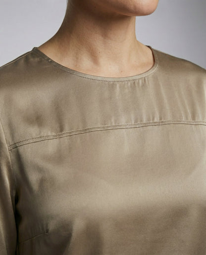 Elegante Damen Satin Bluse mit Rock