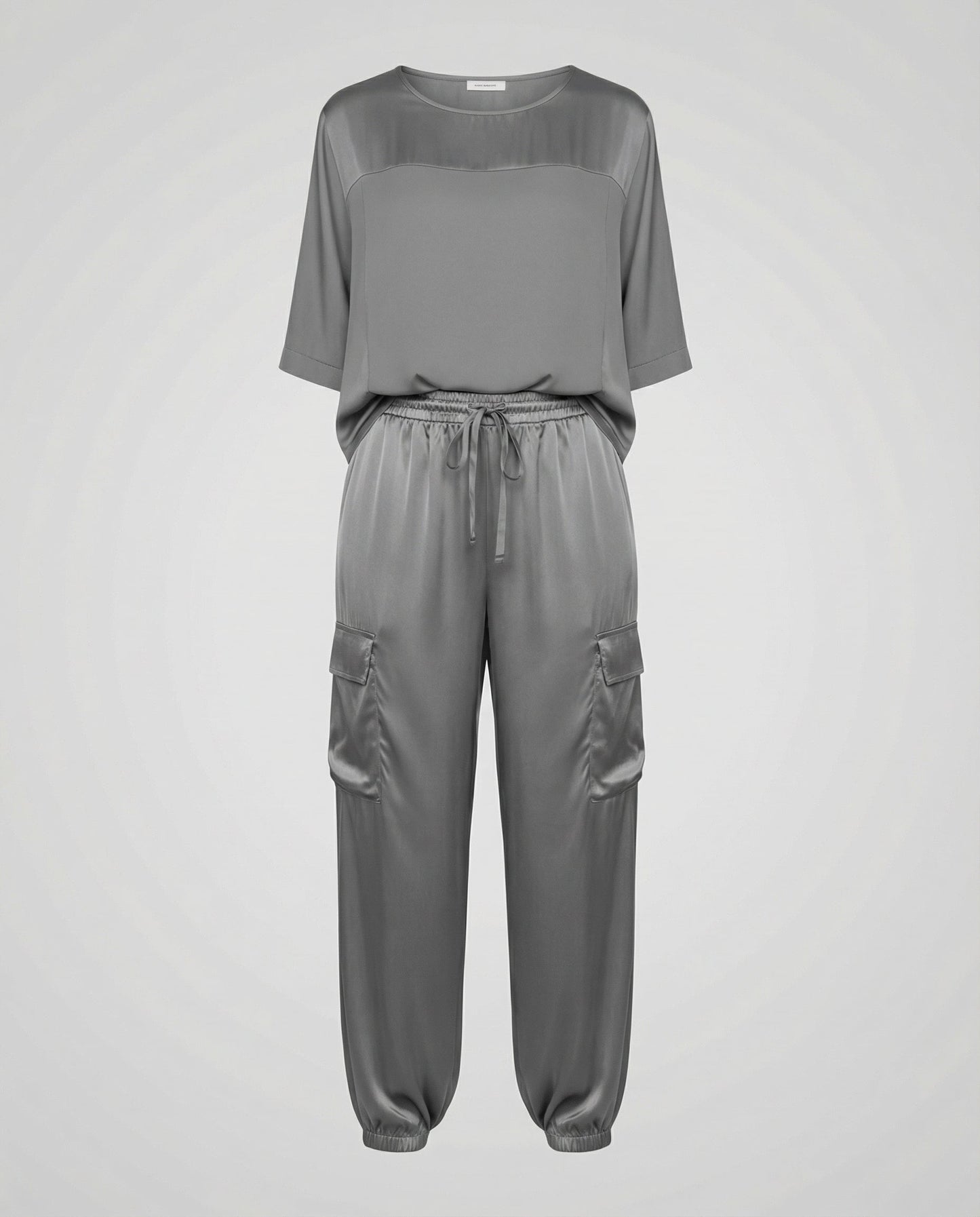 Elegante Damen Satin Bluse mit Rock