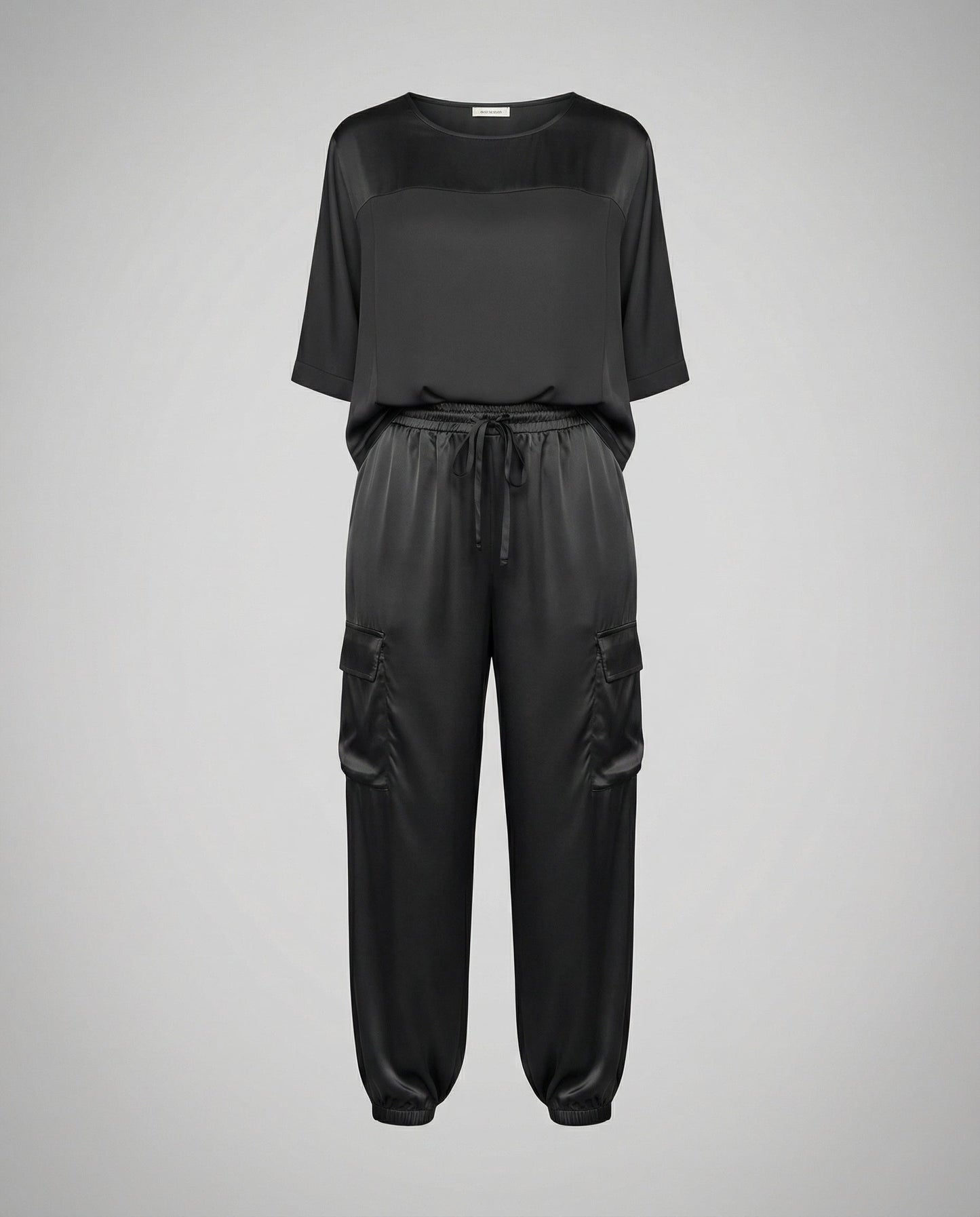 Elegante Damen Satin Bluse mit Rock
