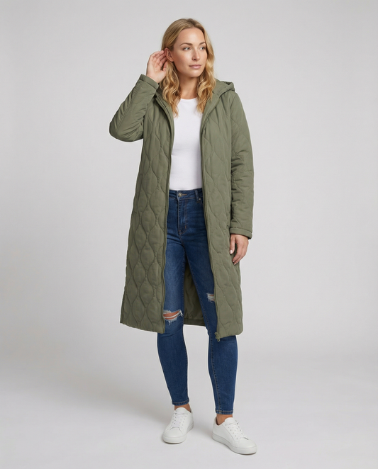 Damen Daunenmantel Steppung Warm Schwarz - Eveloria