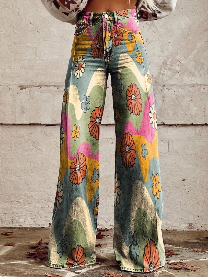 Damen Baggy Jeans Hohe Taille Weites Bein
