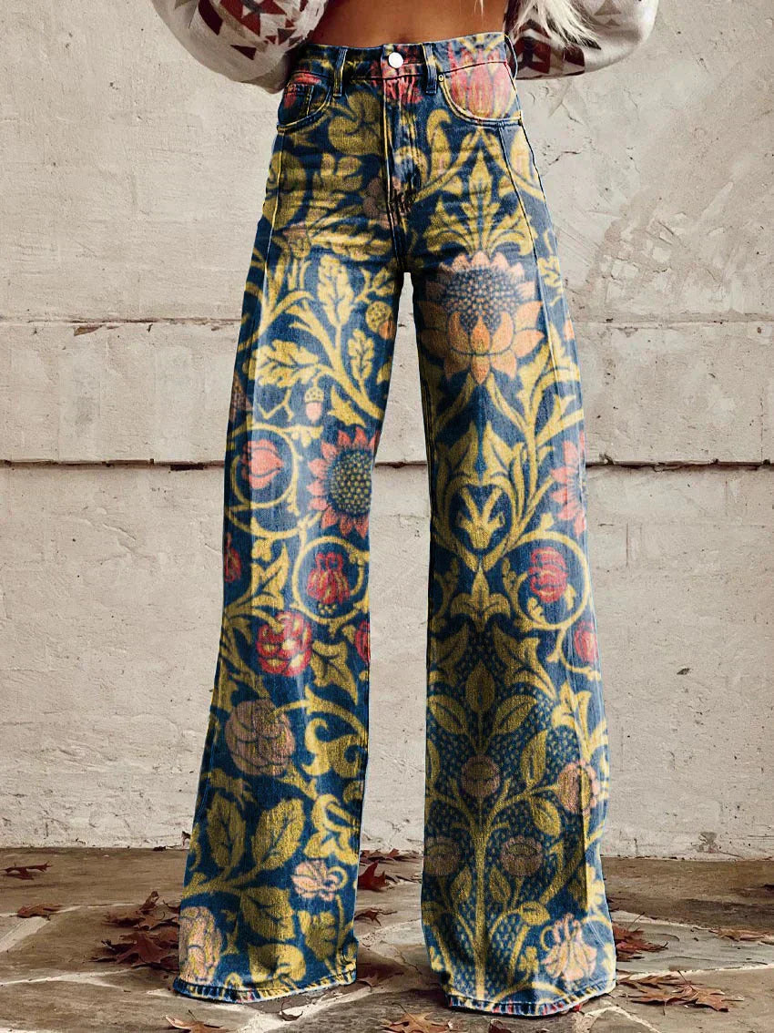 Damen Baggy Jeans Hohe Taille Weites Bein