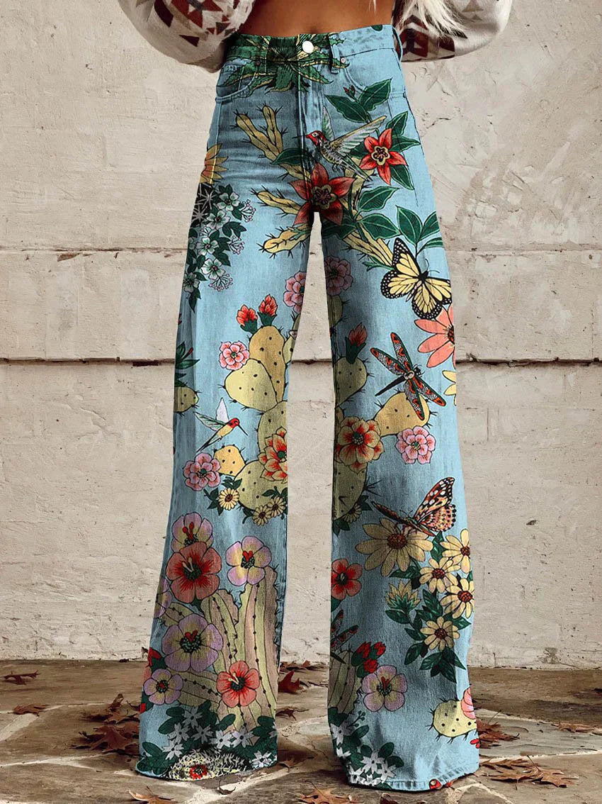 Damen Baggy Jeans Hohe Taille Weites Bein
