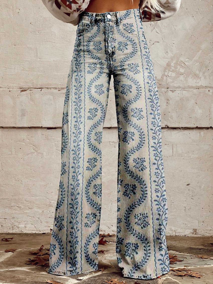 Damen Baggy Jeans Hohe Taille Weites Bein