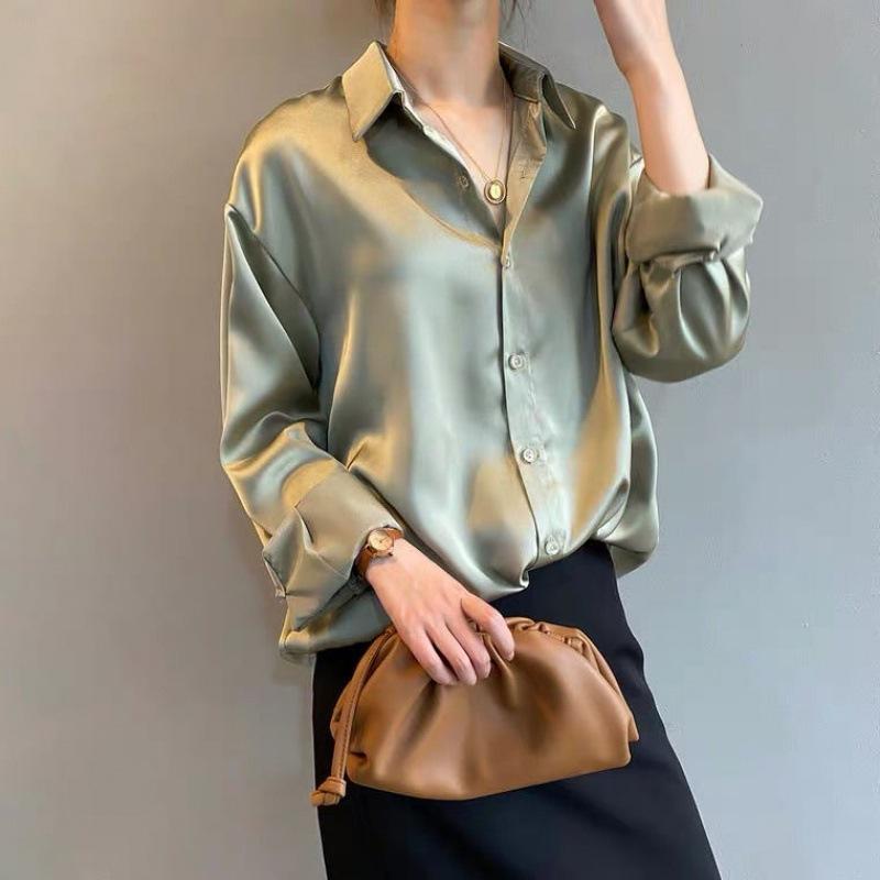 Damen Seidenbluse Knopfleiste