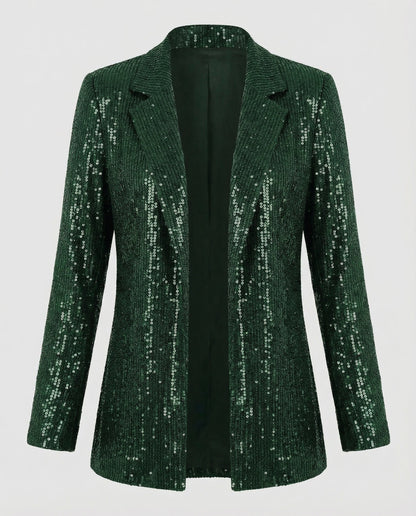Damen Pailletten Blazer Reversjacke Glitzer Effekt