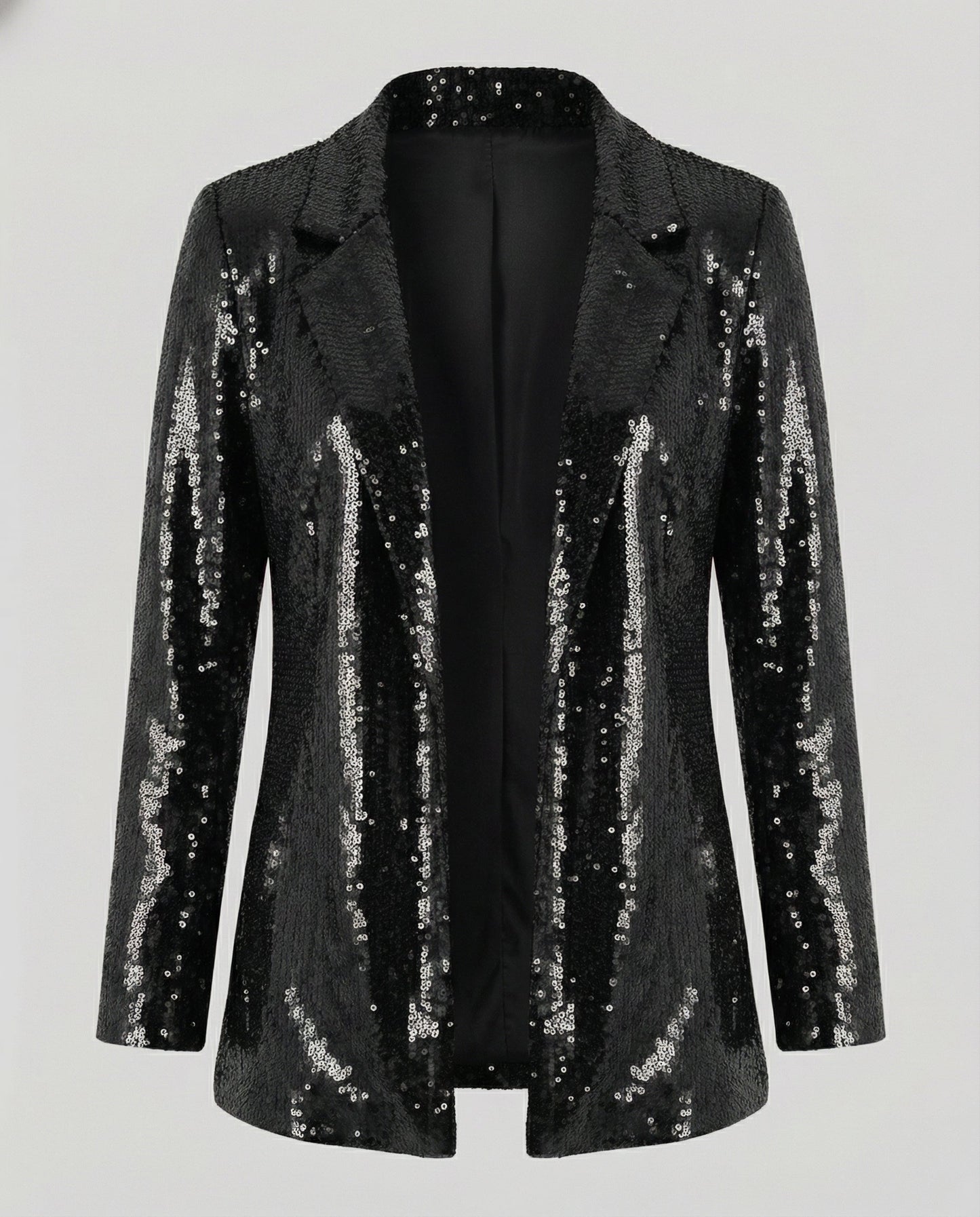 Damen Pailletten Blazer Reversjacke Glitzer Effekt