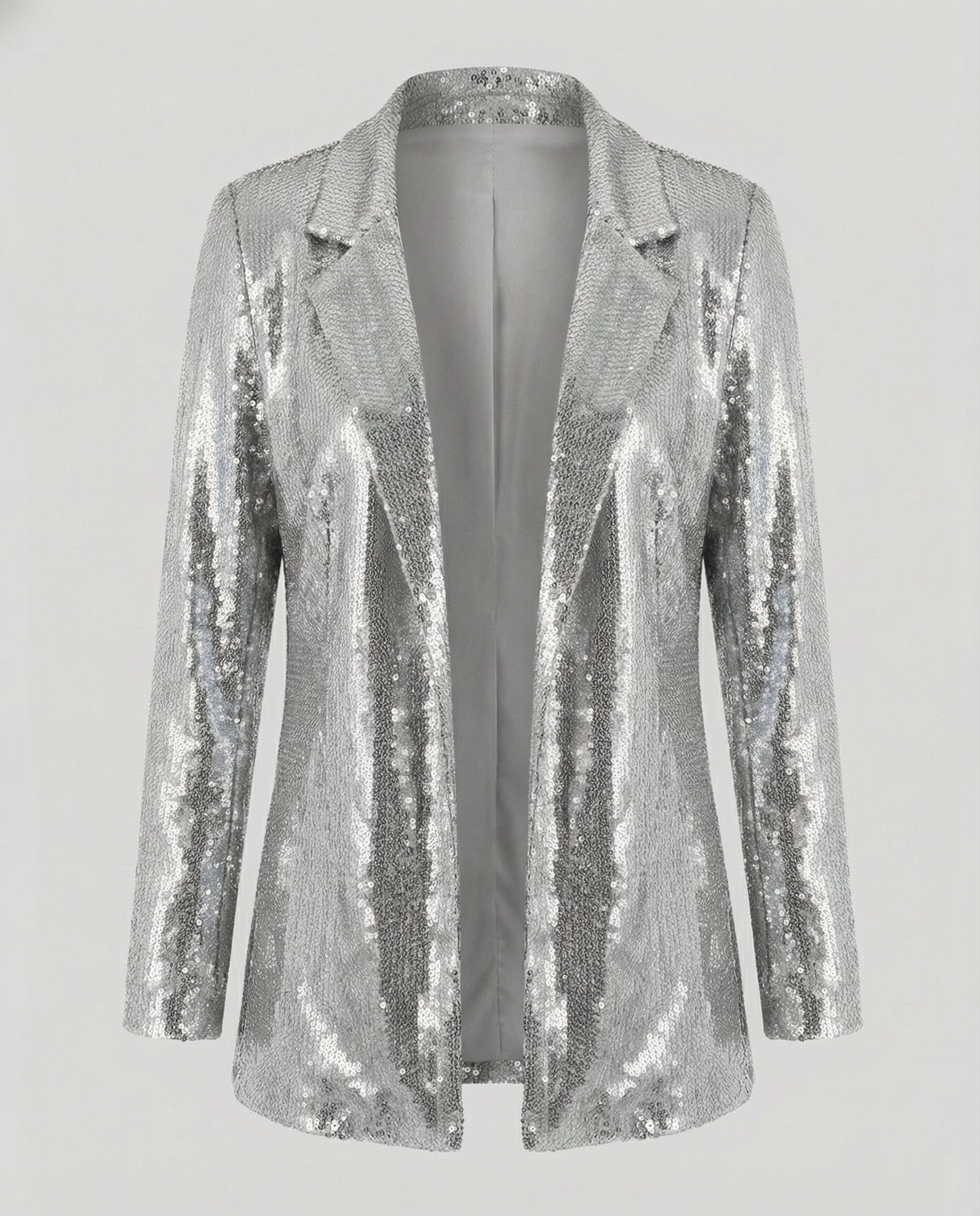 Damen Pailletten Blazer Reversjacke Glitzer Effekt