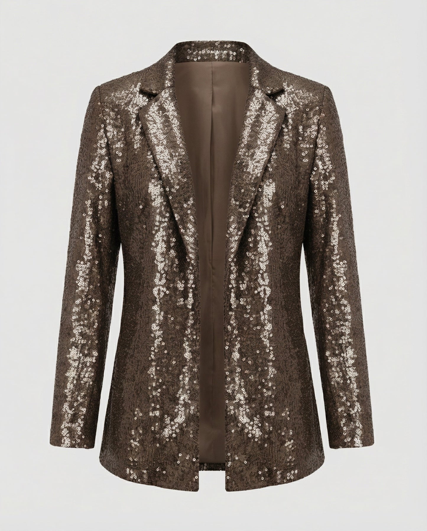 Damen Pailletten Blazer Reversjacke Glitzer Effekt