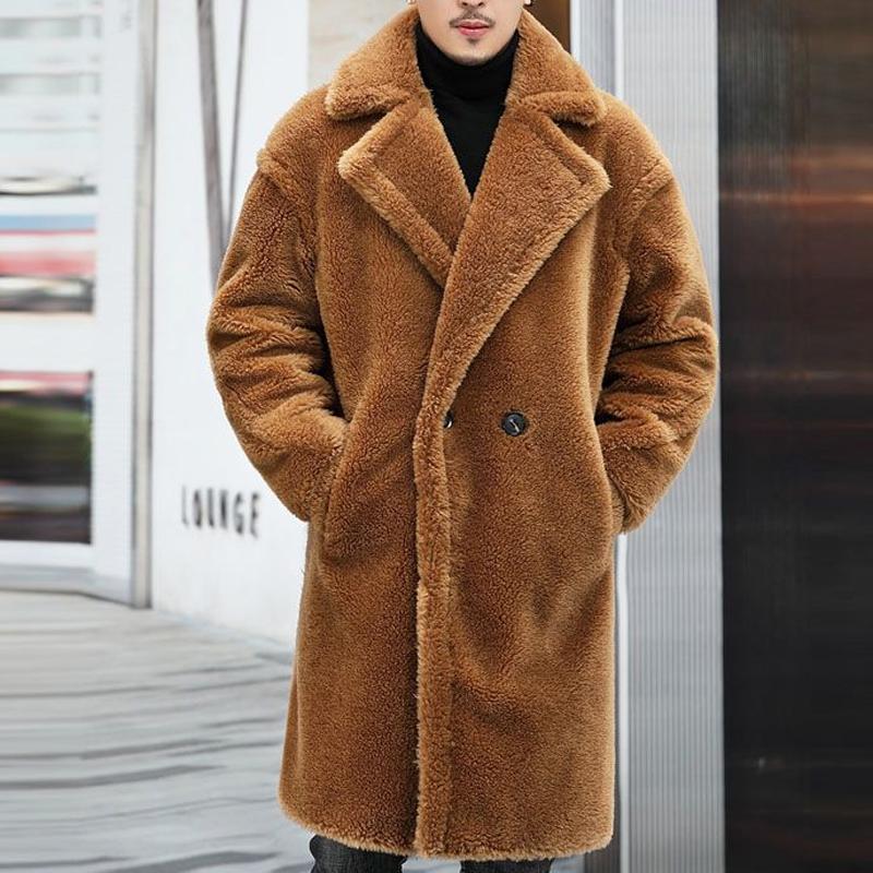 Herren Teddy-Mantel Kuschelweich Wollig