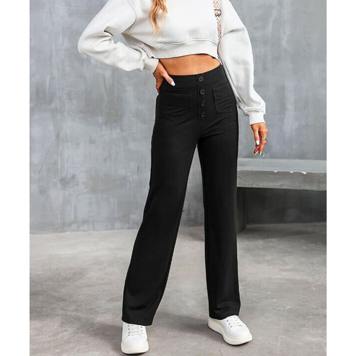 Elastische Damenhoose Hohe Taille Stretch