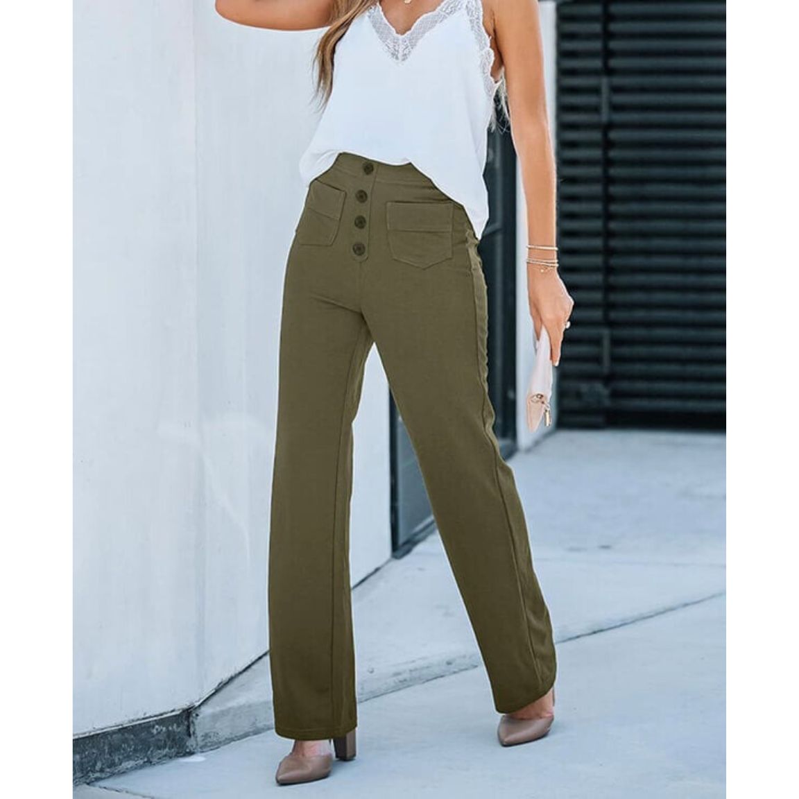 Elastische Damenhoose Hohe Taille Stretch