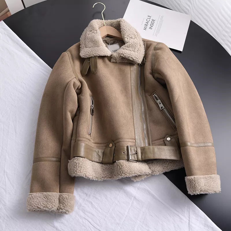 Damen Winterjacke Elegantes Wildleder