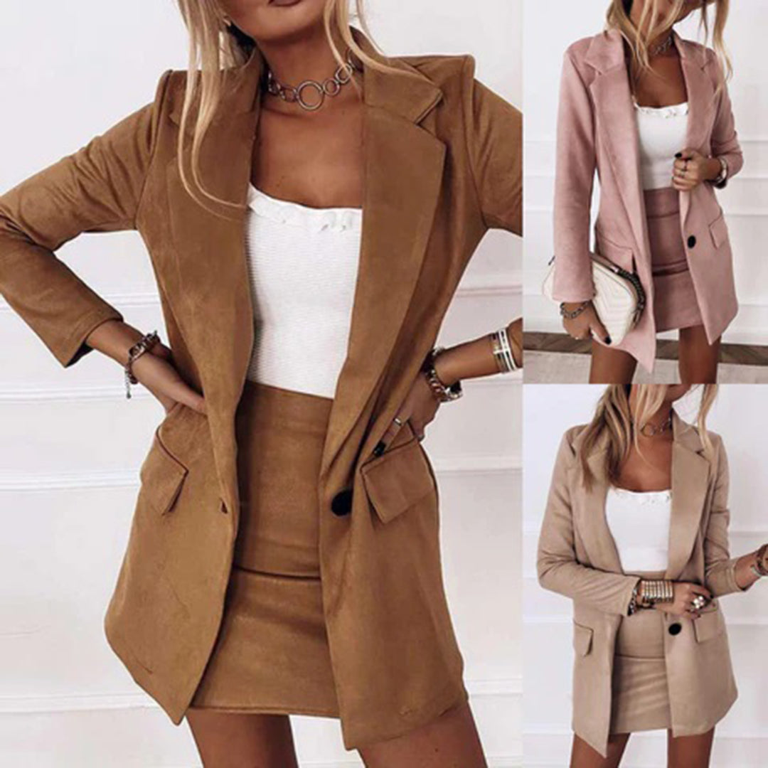Eveloria Damen Blazer Set Wildmuster Seide Schwarz - Eveloria