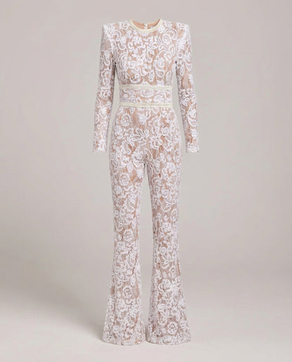Eveloria Damen Spitzen-Overall