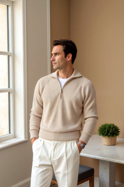 Strickpullover Reißverschlusskragen Bequem