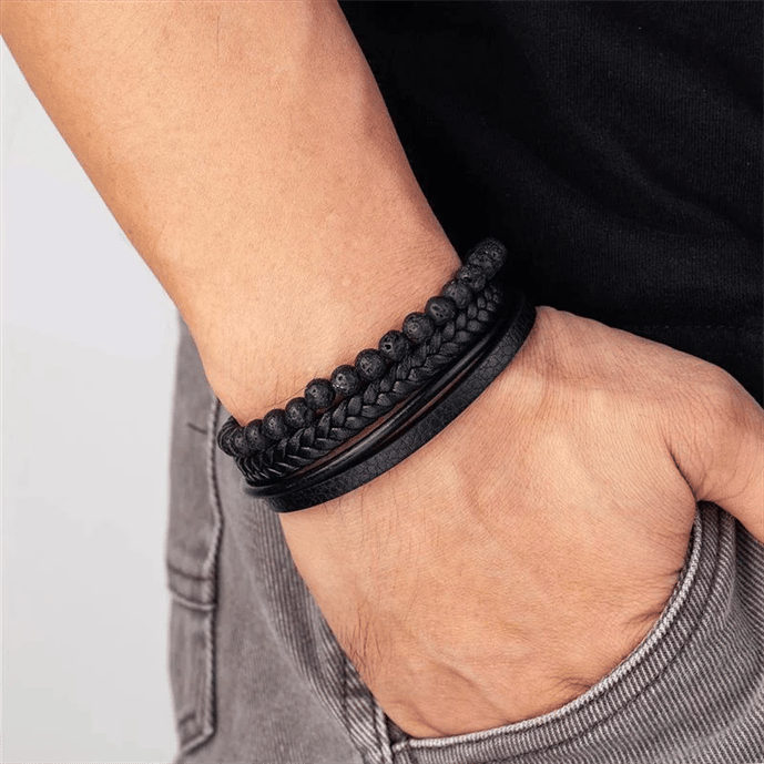 Schwarzes Anti-Stress-Armband Beruhigende Perlen - Eveloria