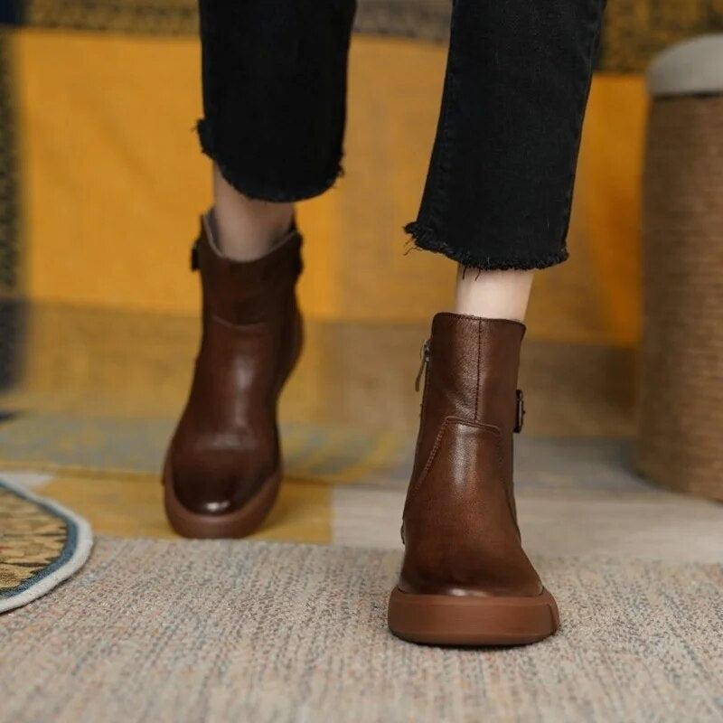 Damen Stiefeletten Seitliche Schnalle Komfort Fit - Eveloria