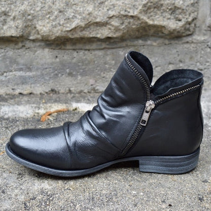 Damen Stiefeletten Seitenreißverschluss Raffung