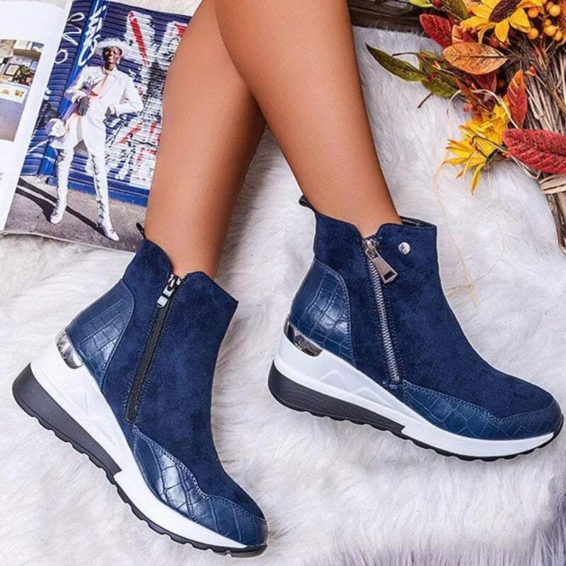 Damen Stiefeletten Reißverschluss Bequeme Einlegesohle