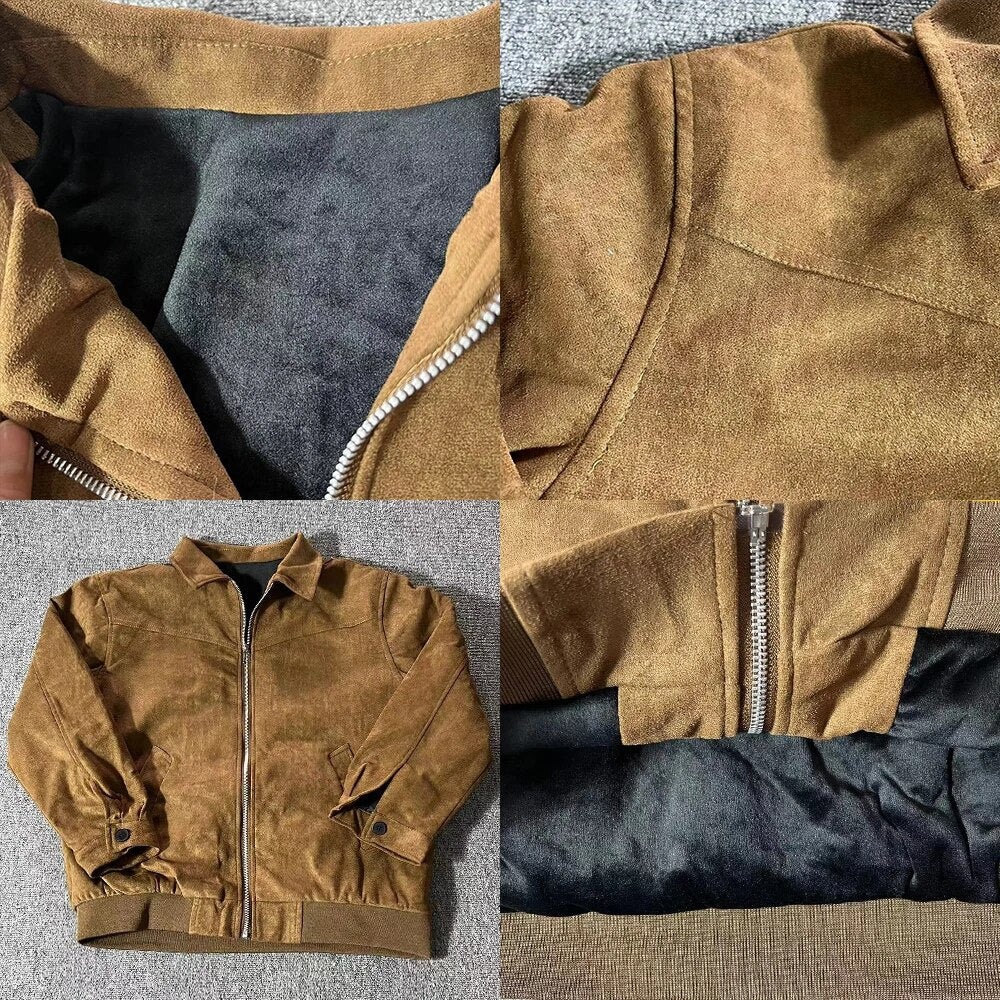 Herren Sueded Jacke Vintage Look Reverskragen