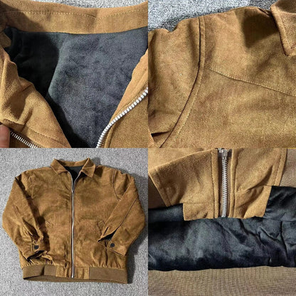 Herren Sueded Jacke Vintage Look Reverskragen