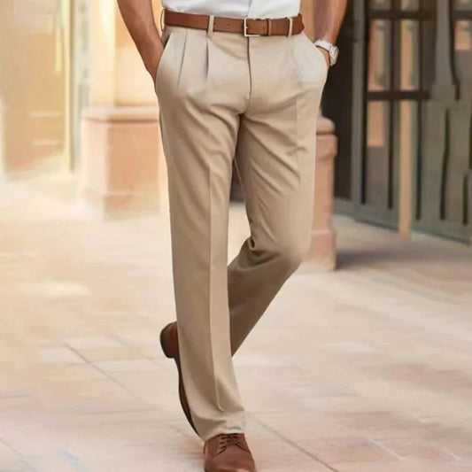 Herren Anzughose Straight Leg Formell Schwarz - Eveloria