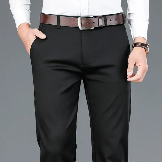 Herren Anzughosen Stretch Schmal Schwarz - Eveloria