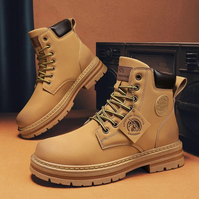 Militärstiefel Schwarz Lederschaft - Eveloria