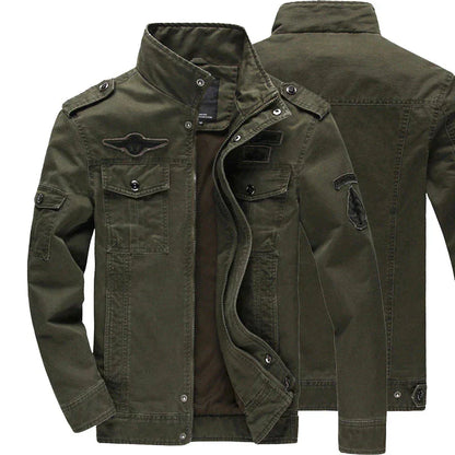 Armeegrüne Jacke | Zip-Up | Taschen | Herrenjacke | Outdoorjacke-Chaps Herrenmode