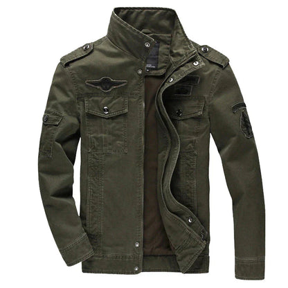 Herren Outdoorjacke Armeegrün mit Reißverschluss und Taschen - Eveloria