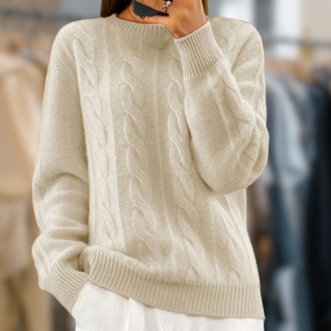 Eveloria Damen Strickpullover Weich Beige - Eveloria