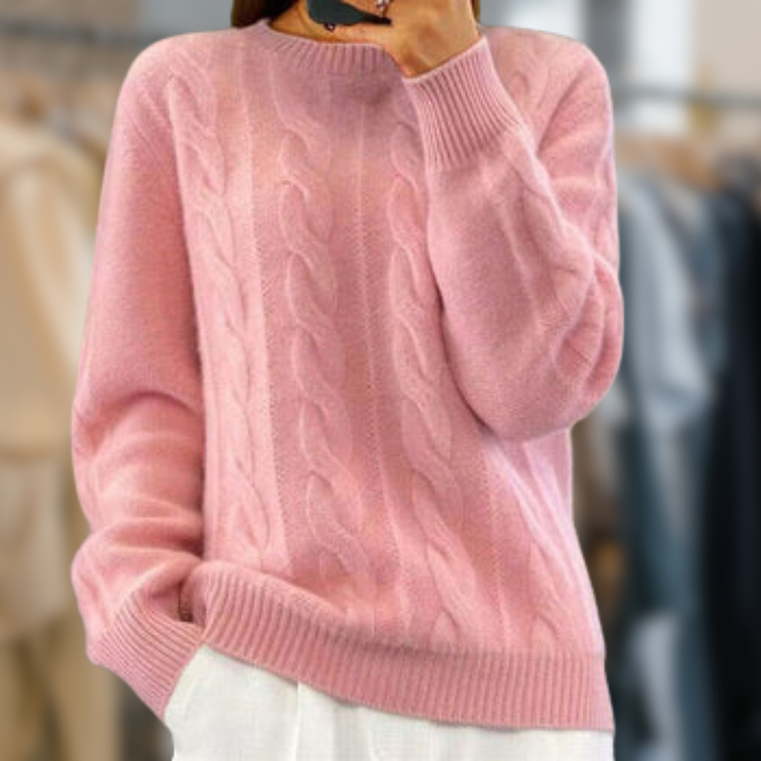 Eveloria Damen Strickpullover Weich Beige