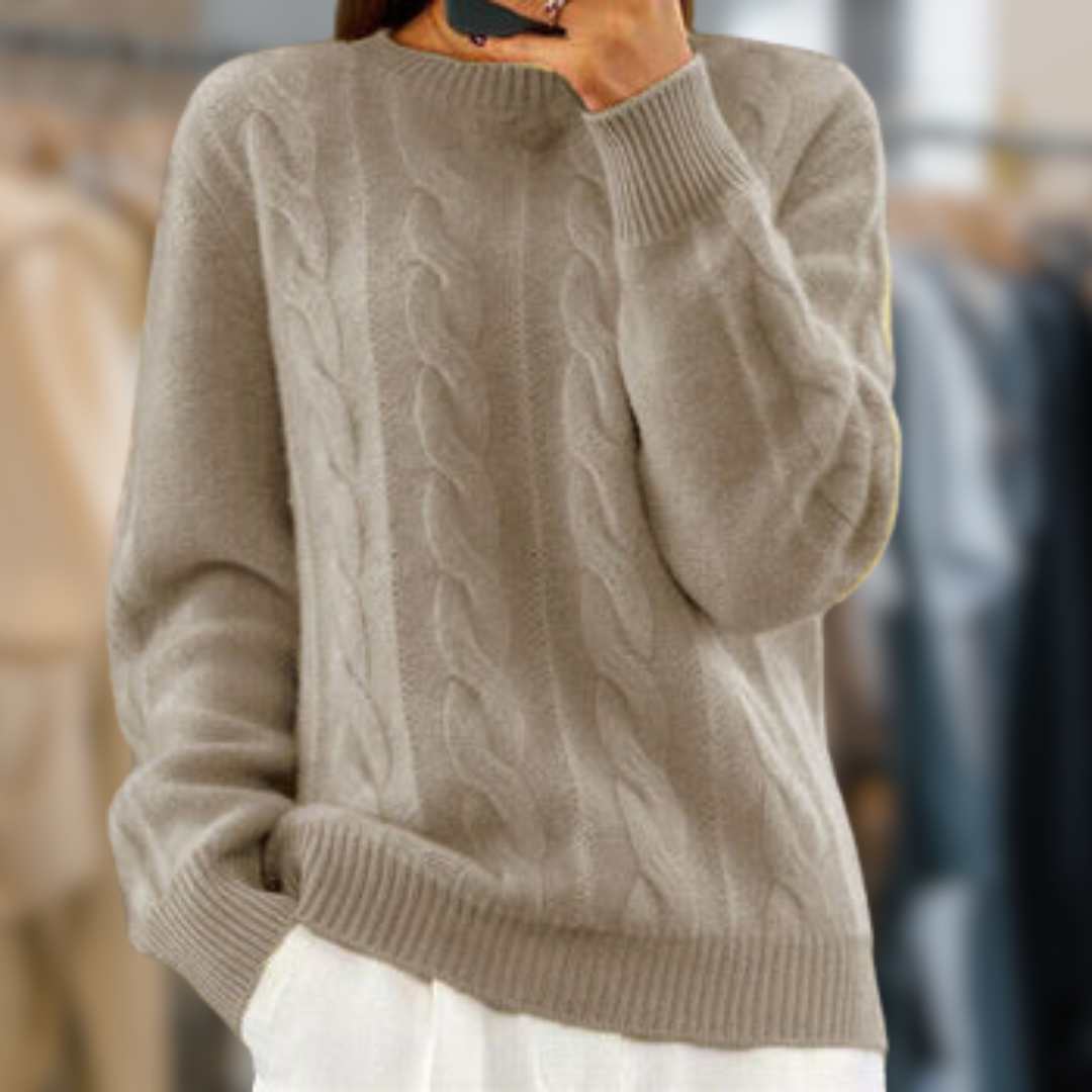 Eveloria Damen Strickpullover Weich Beige