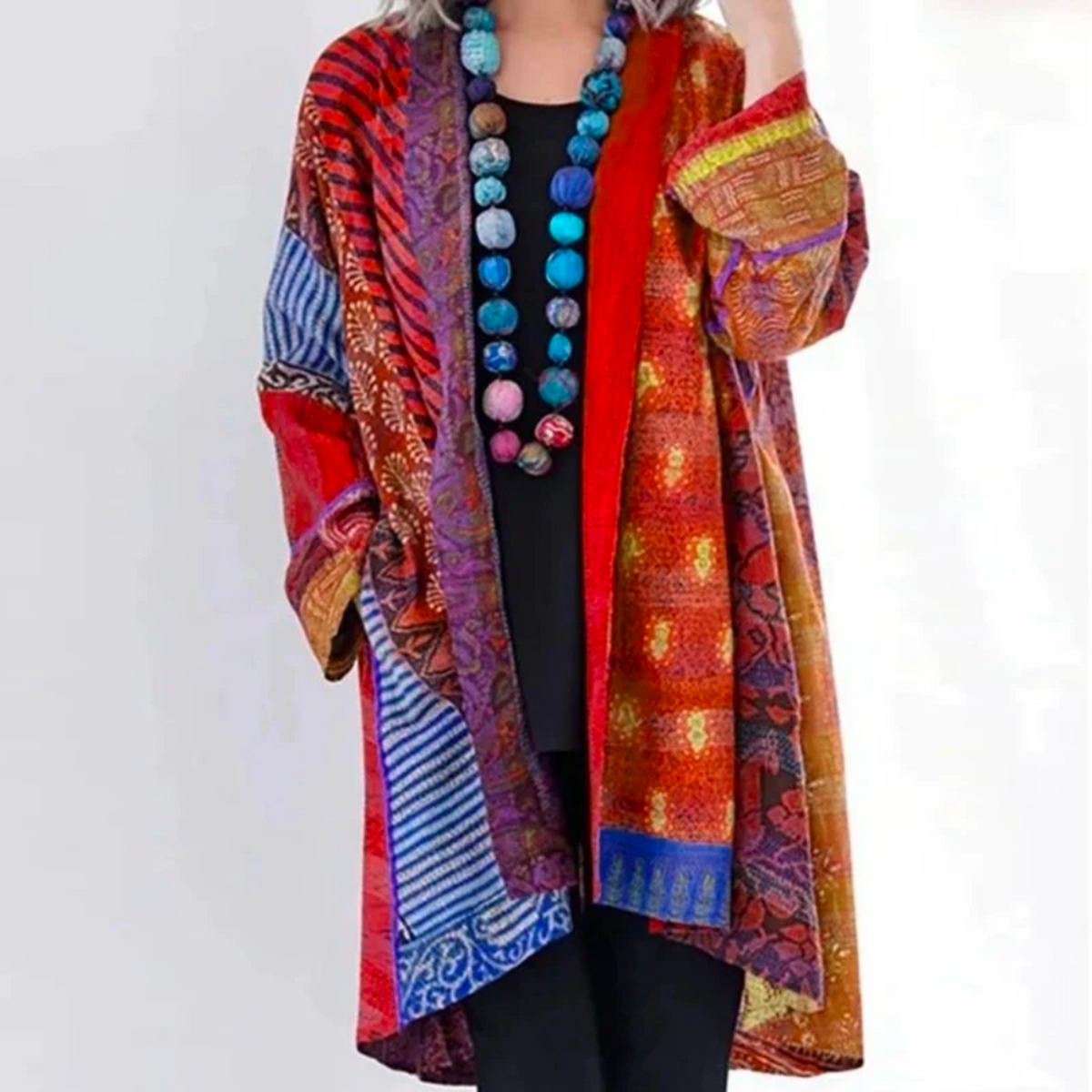 Damen Strickjacke Boho-Stil Duster-Länge Locker Geschnitten