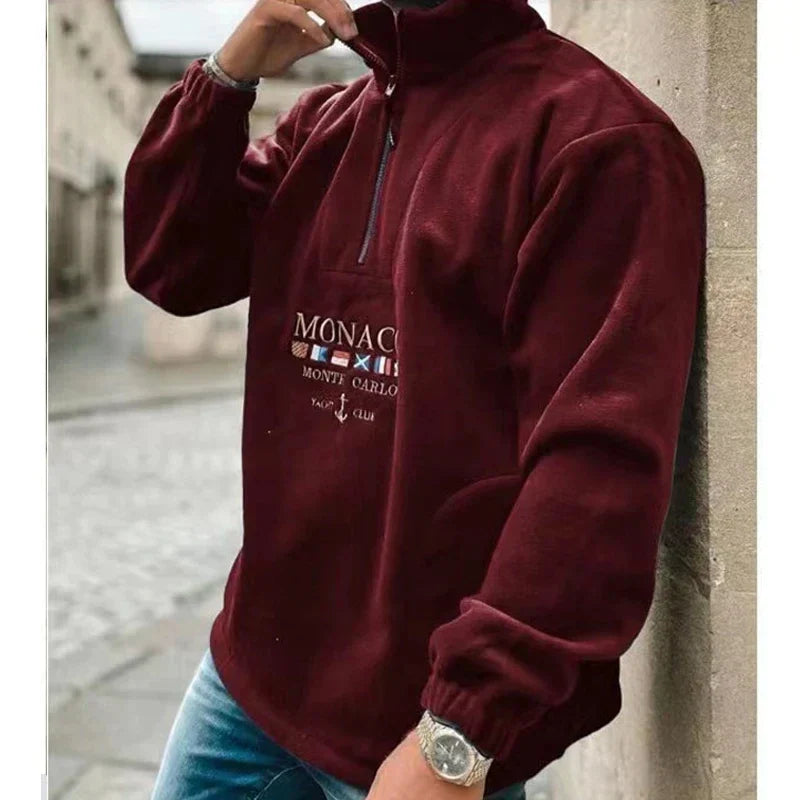 Eveloria Herren Pullover Halbem Reißverschluss Lässig