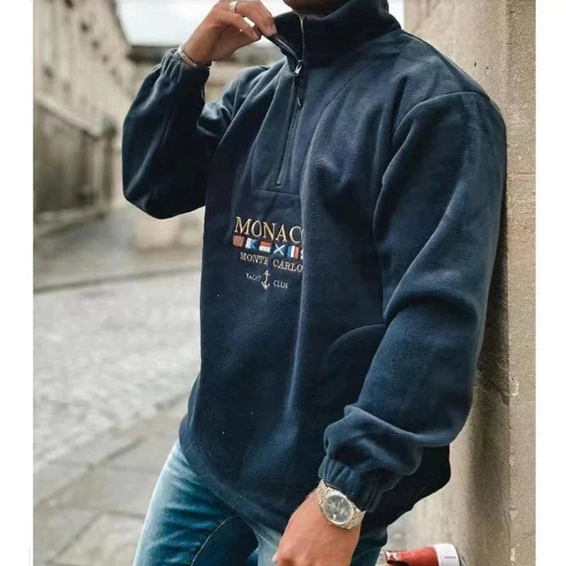 Eveloria Herren Pullover Halbem Reißverschluss Lässig